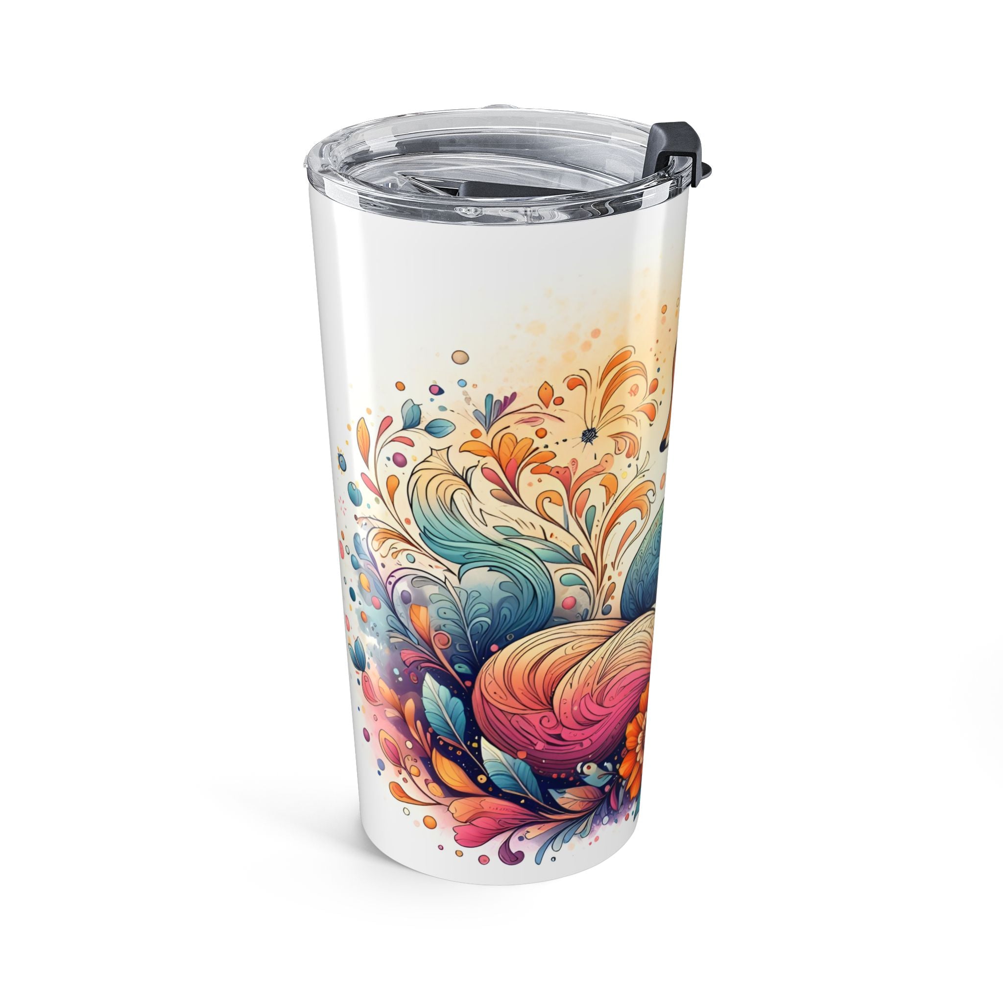 20oz Fox Tumbler – Colorful Floral Fox Stainless Steel Travel Cup