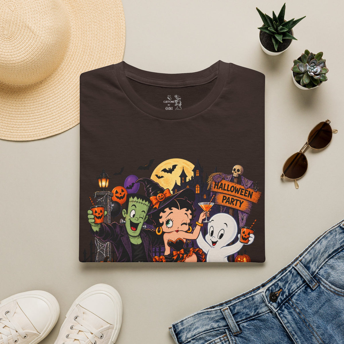 Halloween Party T‑Shirt — Betty Boop & Classic Cartoon Ghosts Costume Tee