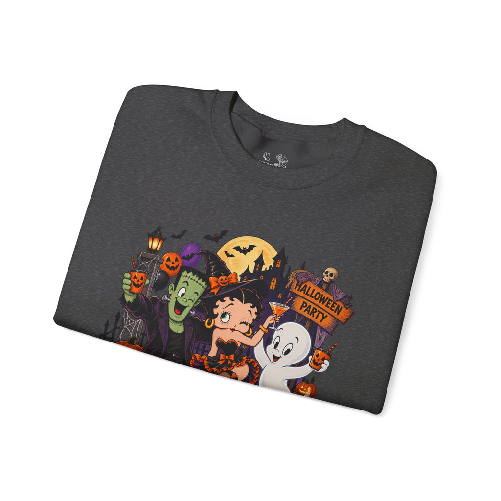 Halloween Betty Boop Crewneck Sweatshirt — Retro Spooky Cartoon Graphic