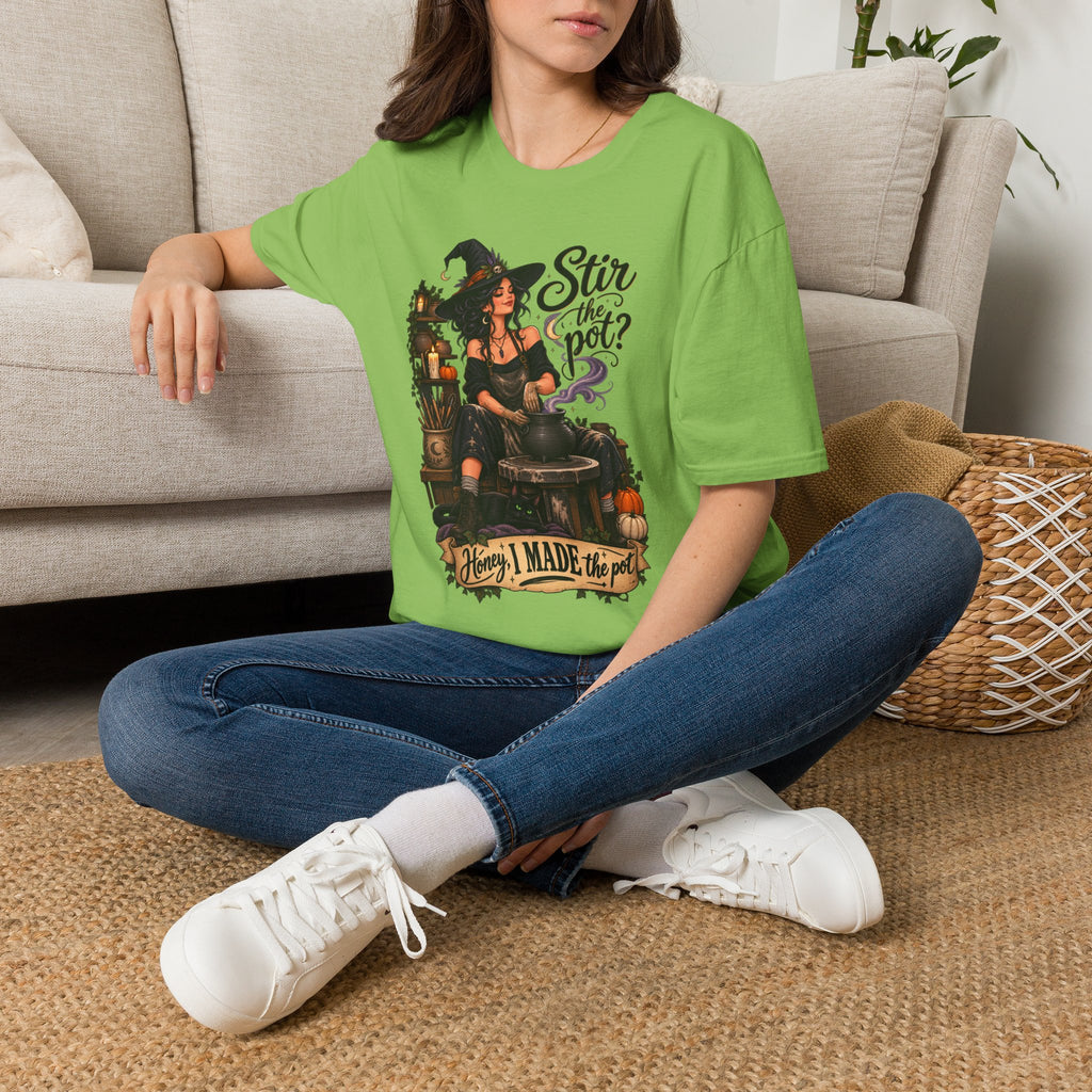 Stir the Pot Witch T-Shirt — Vintage Witch Cauldron Graphic Tee