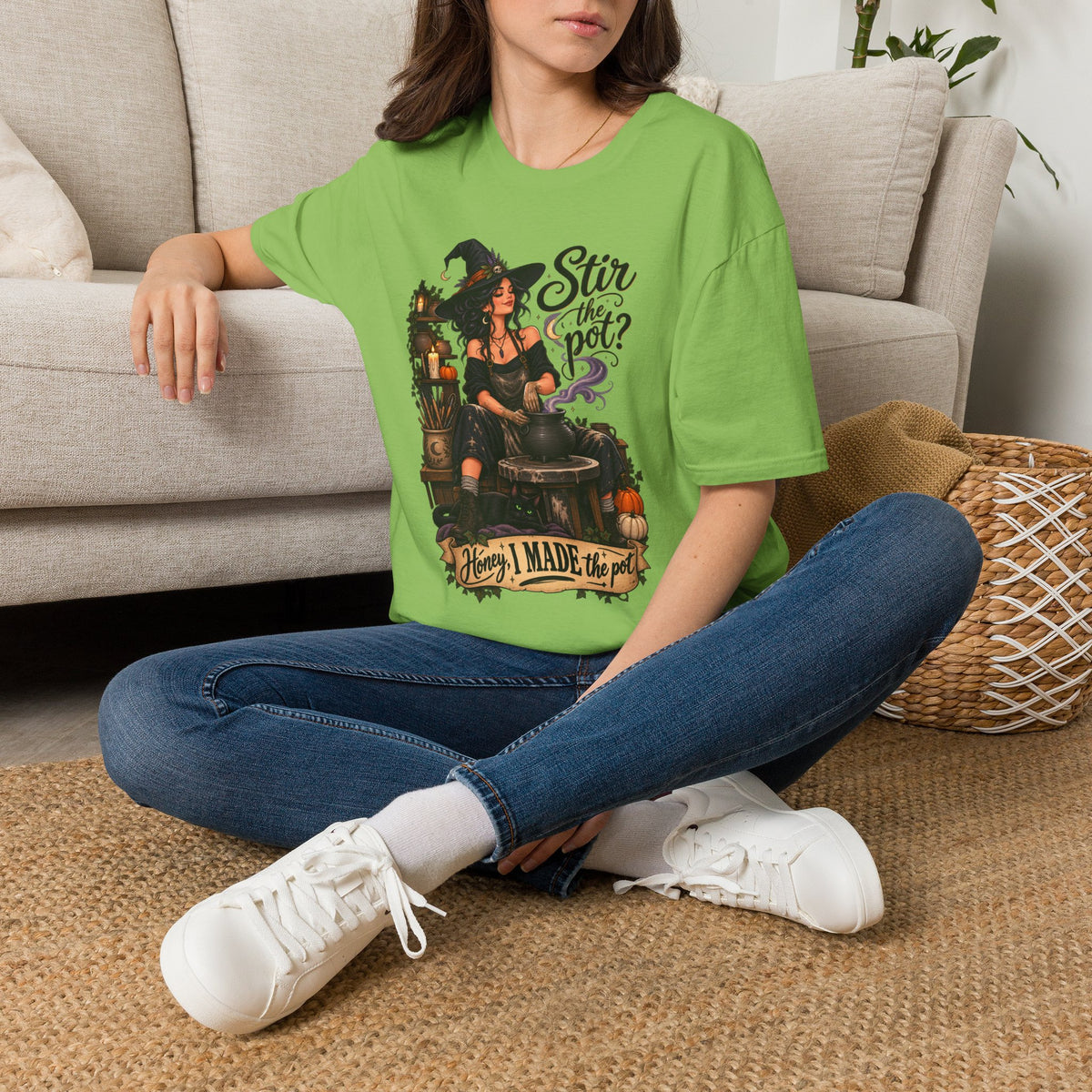Stir the Pot Witch T-Shirt — Vintage Witch Cauldron Graphic Tee