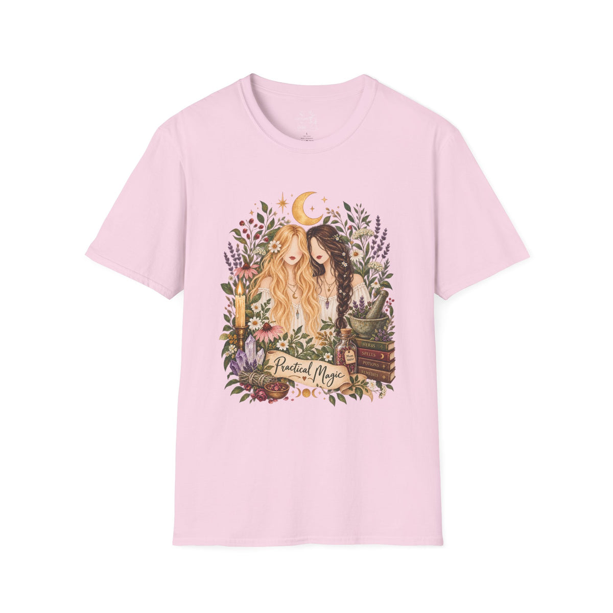 Witchy Sisters T-Shirt – 'Practical Magic' Boho Moon Witch Illustration