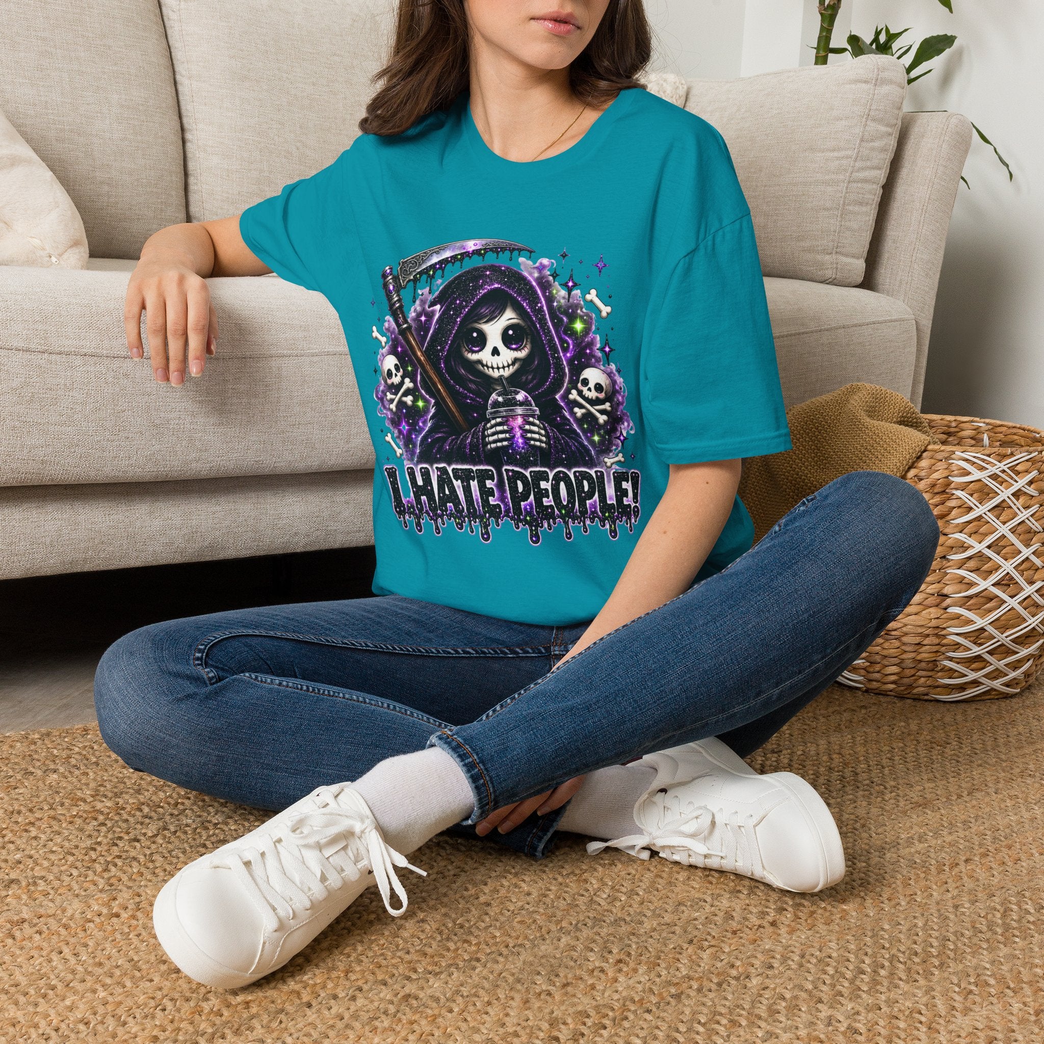 Grim Reaper Tee — 'I Hate People' Gothic Skull Shirt