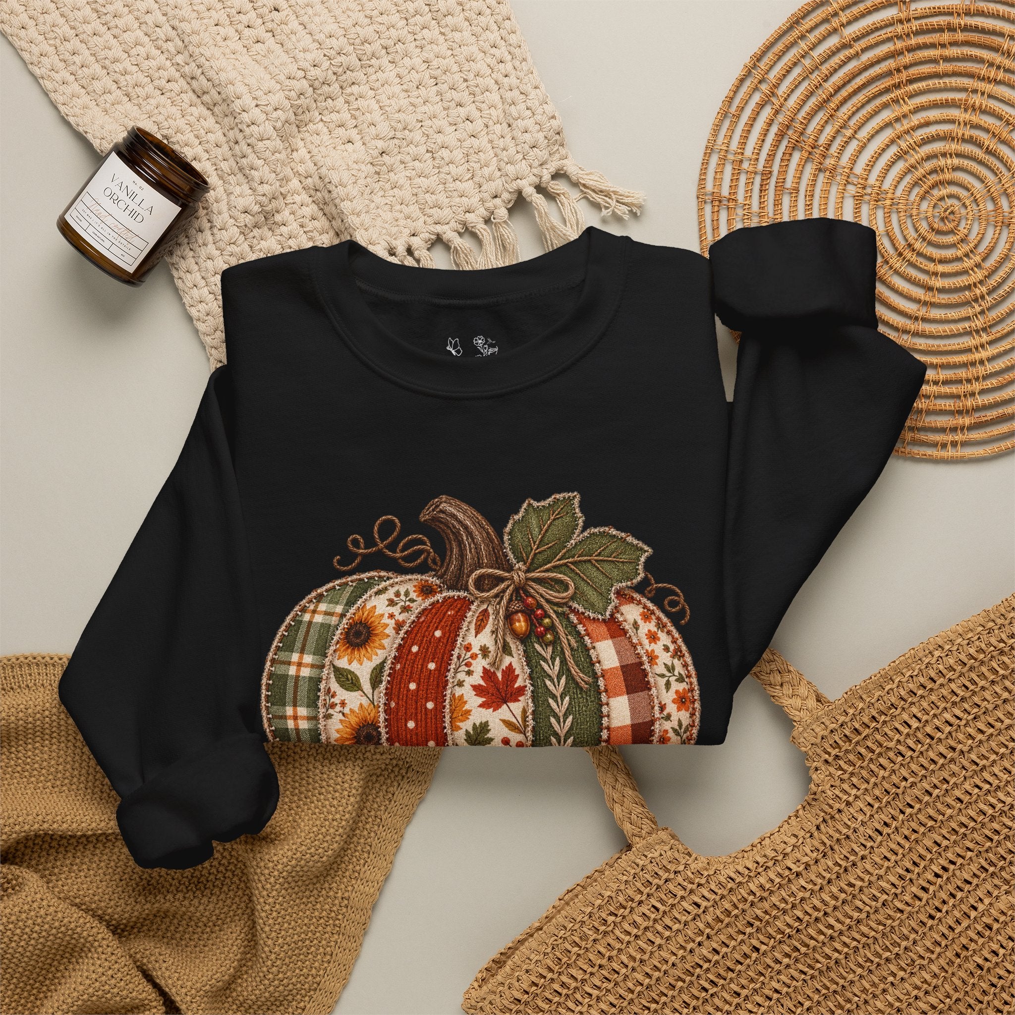 Autumn Patchwork Pumpkin Sweatshirt