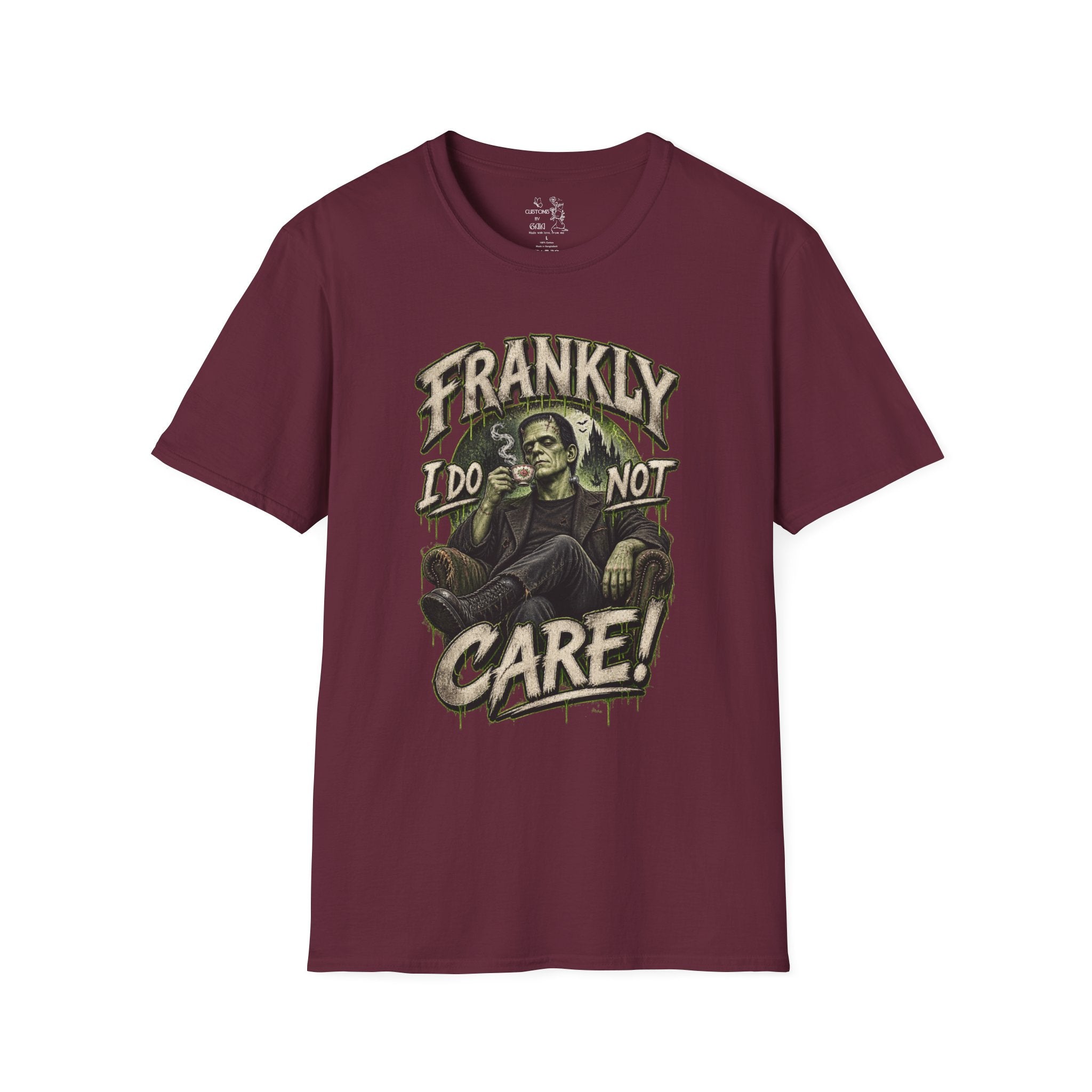 Frankly I Do Not Care T-Shirt — Retro Frankenstein Graphic Tee
