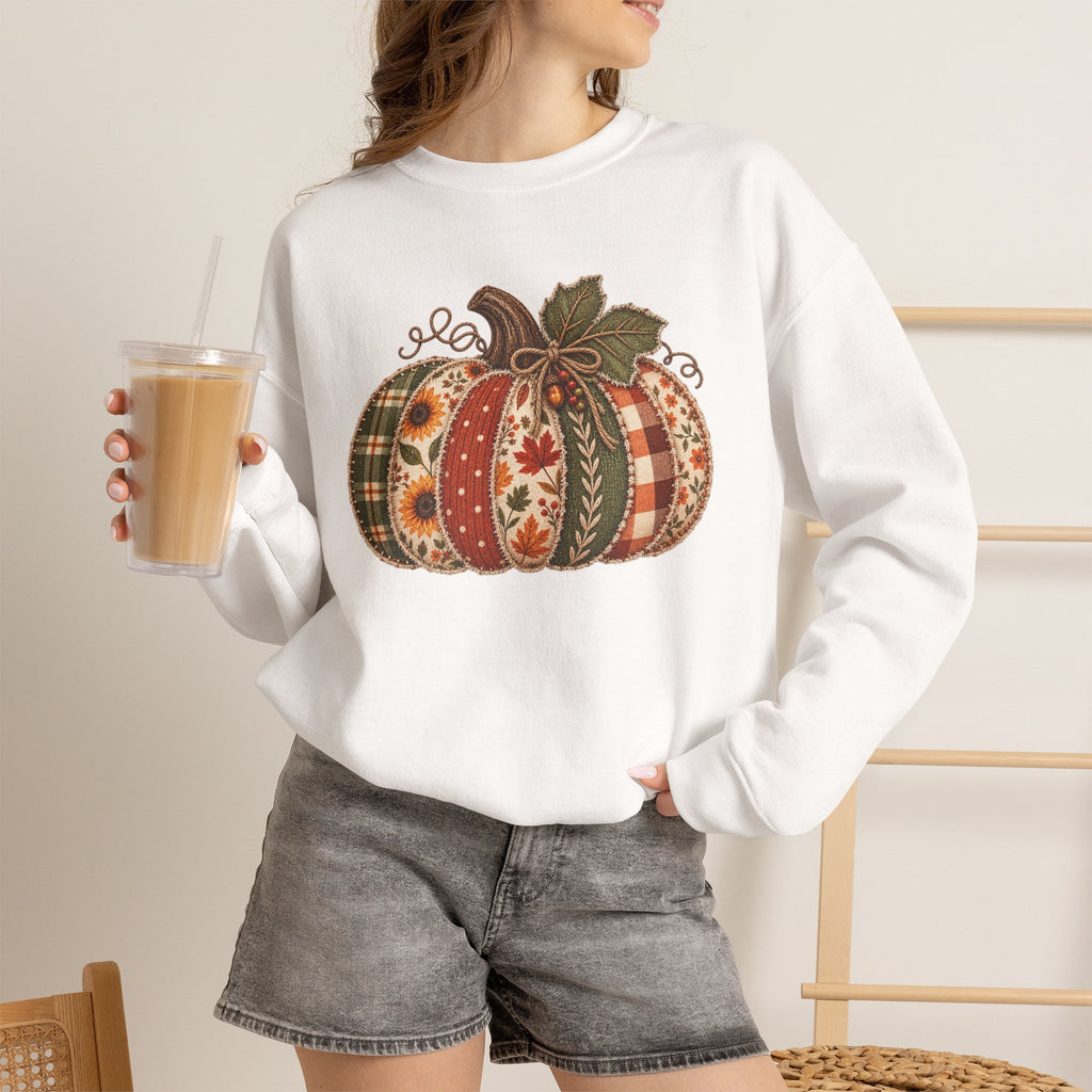 Autumn Patchwork Pumpkin Sweatshirt