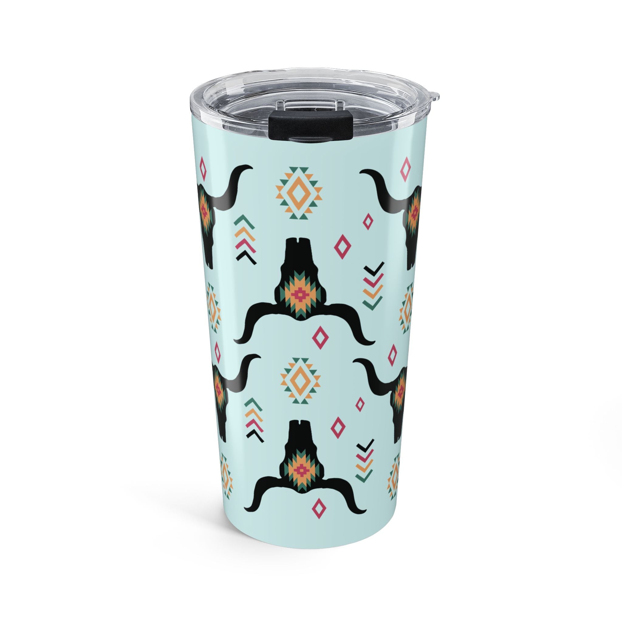 20oz Southwestern Longhorn Tumbler — Aztec Pattern Insulated Travel Cup