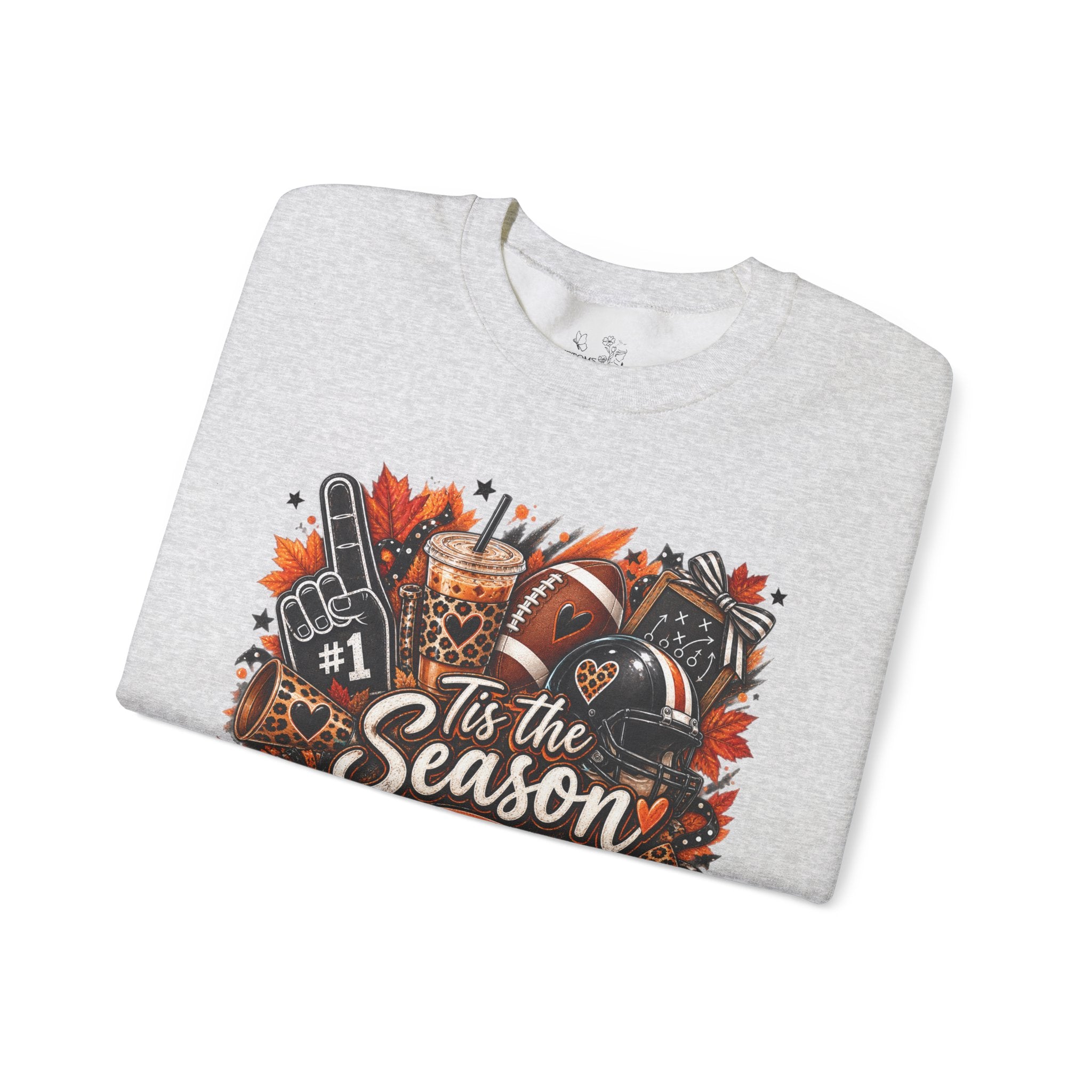 Tis the Season Fall Sweatshirt - Cozy Autumn Leaves & Football Crewneck