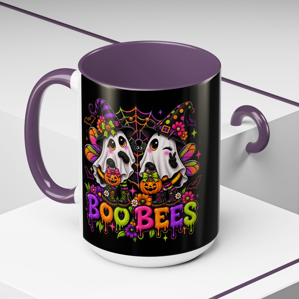Halloween Boo Bees Coffee Mug — Cute Ghost Bees with Pumpkins