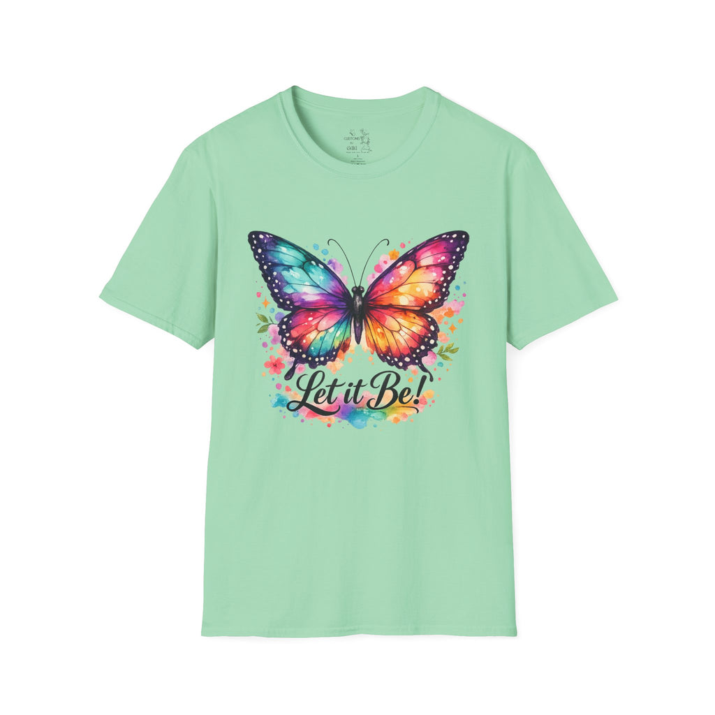 Butterfly "Let It Be" T-Shirt — Colorful Watercolor Wings Graphic Tee