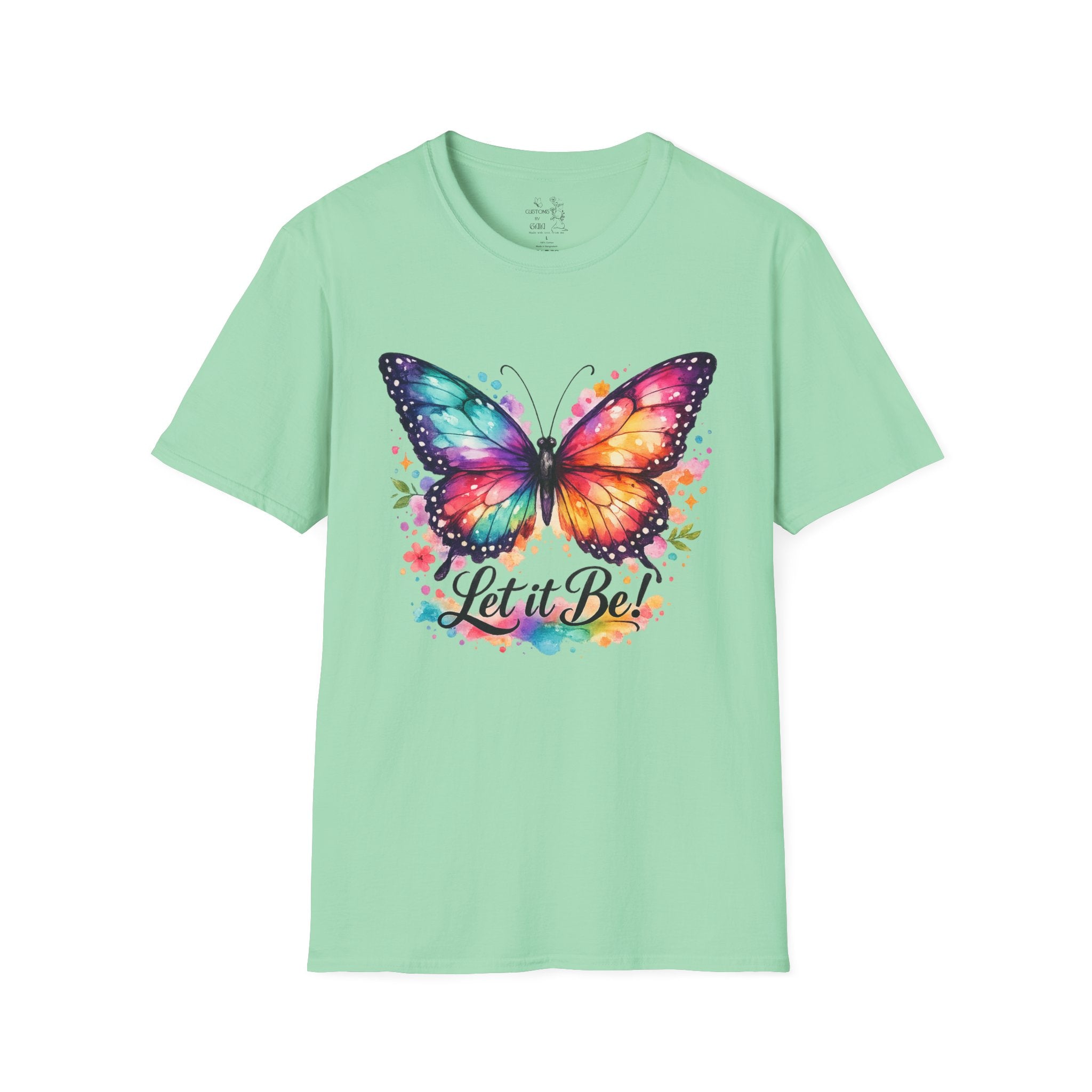 Butterfly "Let It Be" T-Shirt — Colorful Watercolor Wings Graphic Tee
