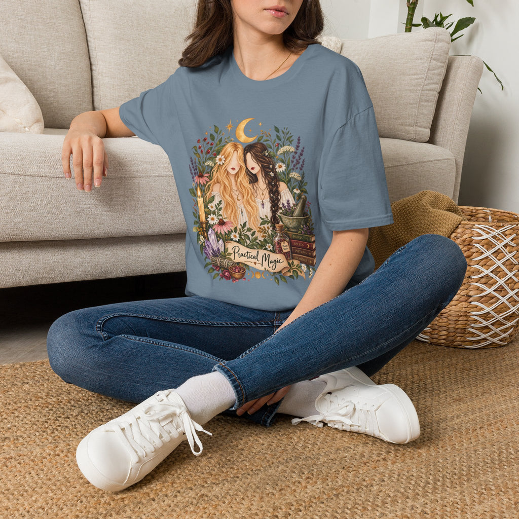 Witchy Sisters T-Shirt – 'Practical Magic' Boho Moon Witch Illustration