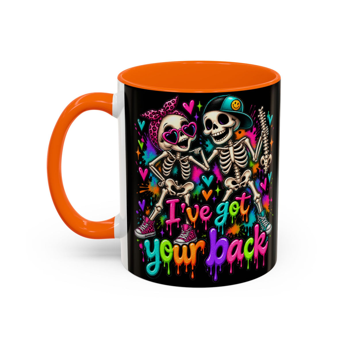"I’ve Got Your Back" Skeleton Coffee Mug — Colorful Gothic Accent 11/15oz