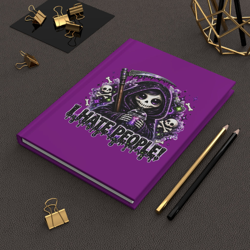 Grim Reaper Journal — "I Hate People" Gothic Hardcover Notebook