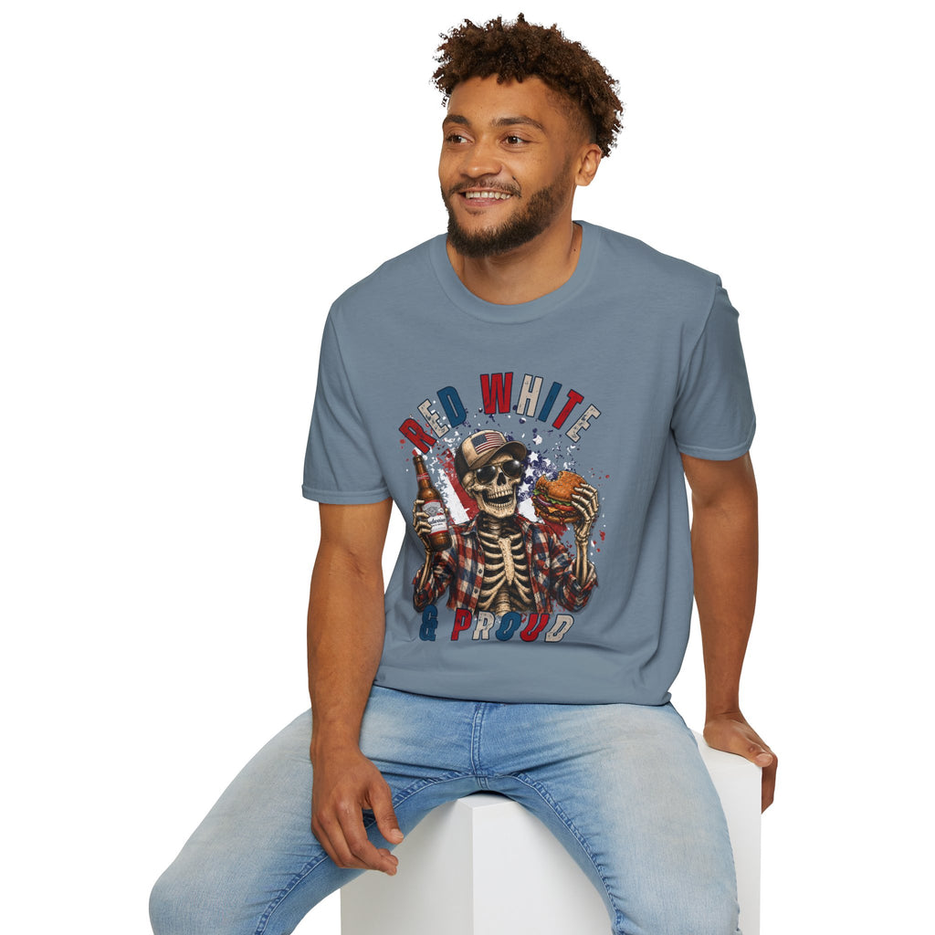 Patriotic Skull T-Shirt — "Red White & Proud" Independence Day Tee