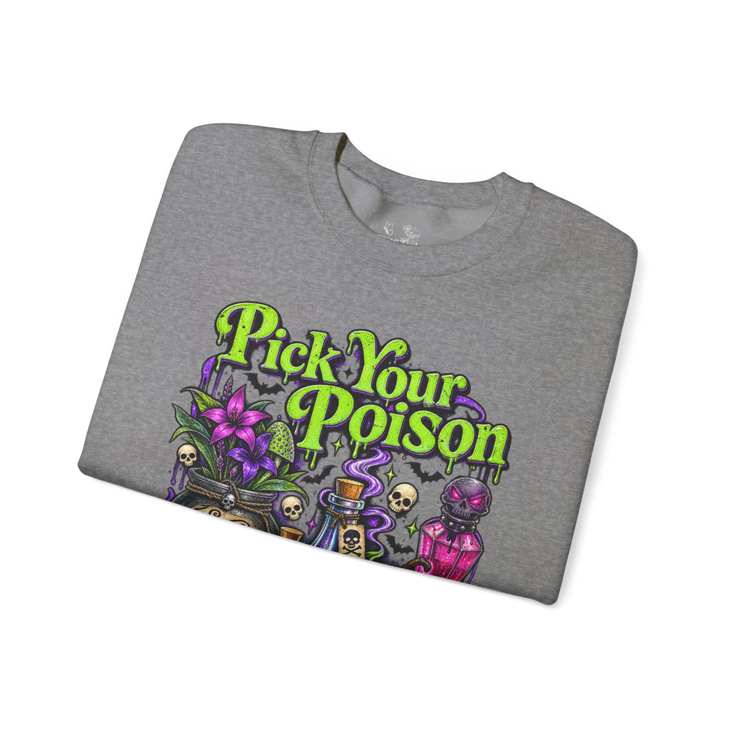 Sweatshirt — "Pick Your Poison" Halloween Potion Graphic Crewneck