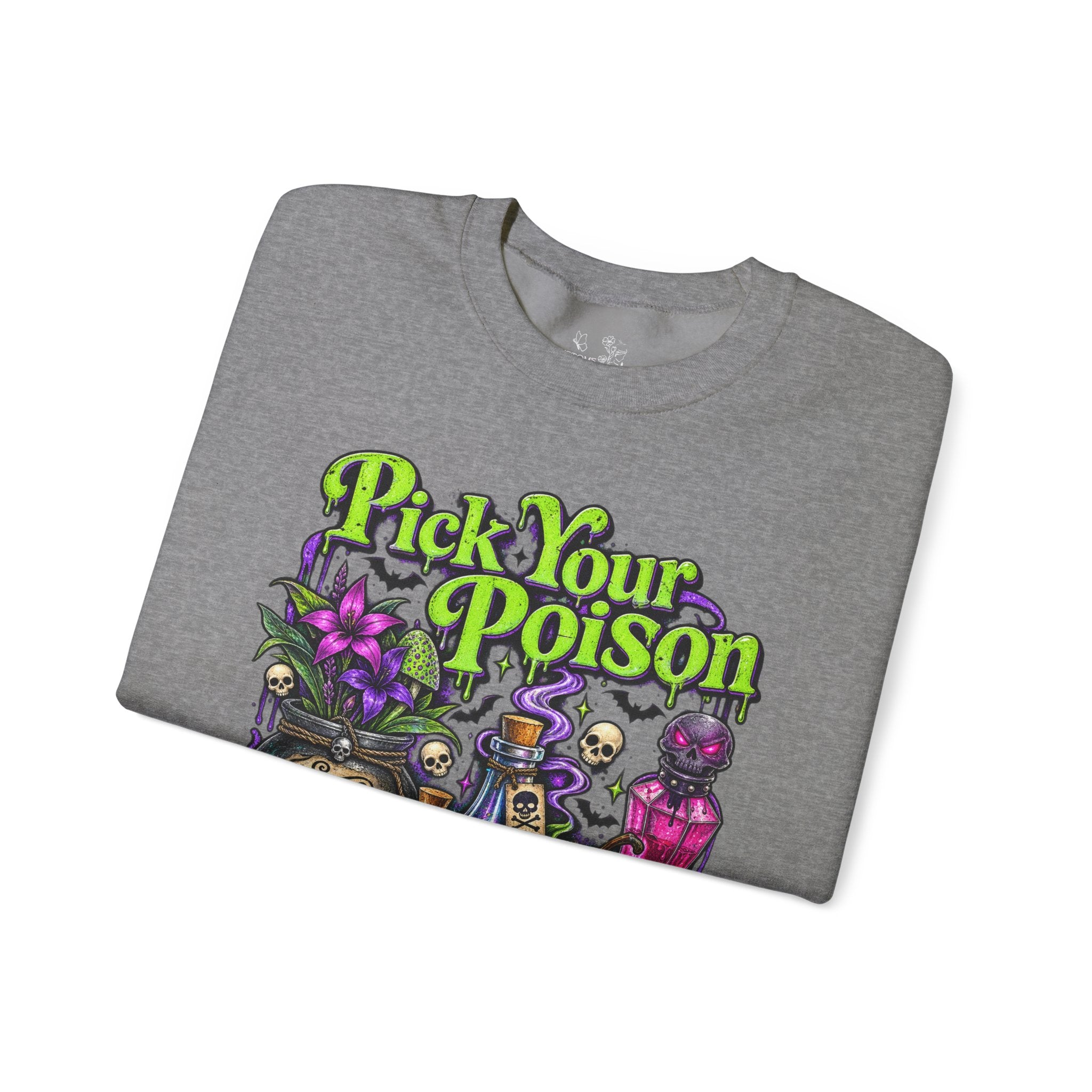 Sweatshirt — "Pick Your Poison" Halloween Potion Graphic Crewneck