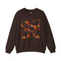 Autumn Black Cats Crewneck Sweatshirt — Fall Floral Halloween Cat Design