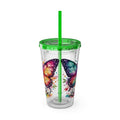 Butterfly 'Let It Be' 16oz Tumbler with Straw — Colorful Floral Summer Drink Cup
