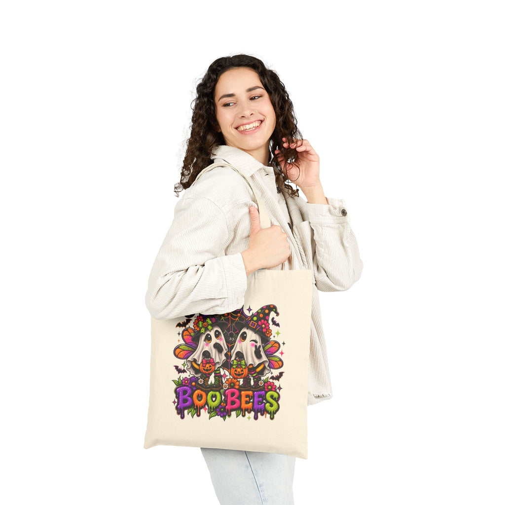 Halloween 'Boo Bees' Cotton Canvas Tote Bag - Cute Spooky Trick-or-Treat Market Bag
