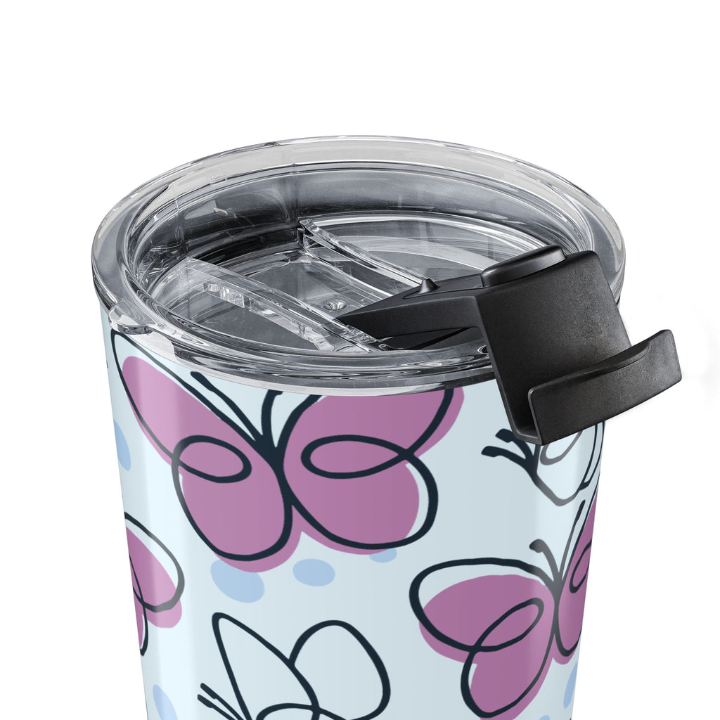 20oz Butterfly Pattern Tumbler – Pink & Blue Travel Cup
