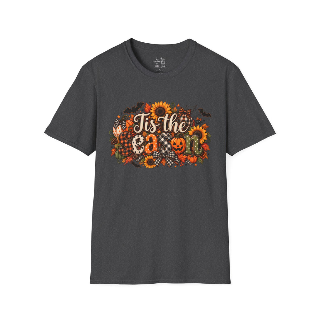 Halloween T-Shirt — "Tis the Season" Pumpkin & Sunflower Fall Graphic