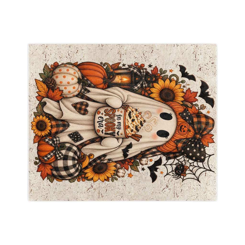 Halloween Ghost Blanket — "In My Spooky Era" Pumpkin & Sunflower Fall Throw