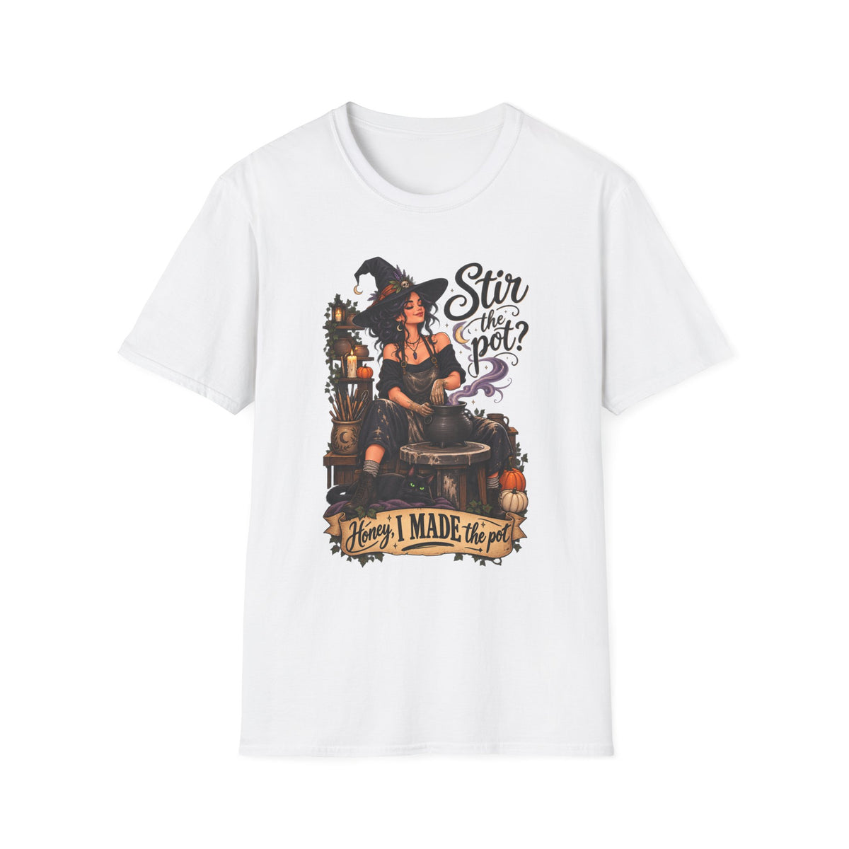 Stir the Pot Witch T-Shirt — Vintage Witch Cauldron Graphic Tee