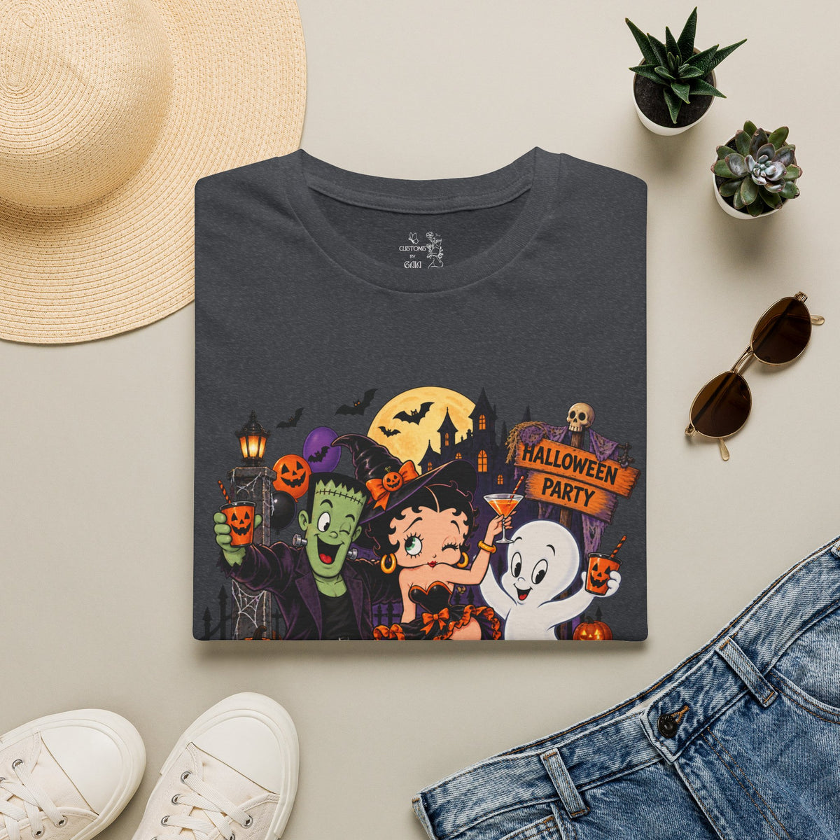 Halloween Party T‑Shirt — Betty Boop & Classic Cartoon Ghosts Costume Tee