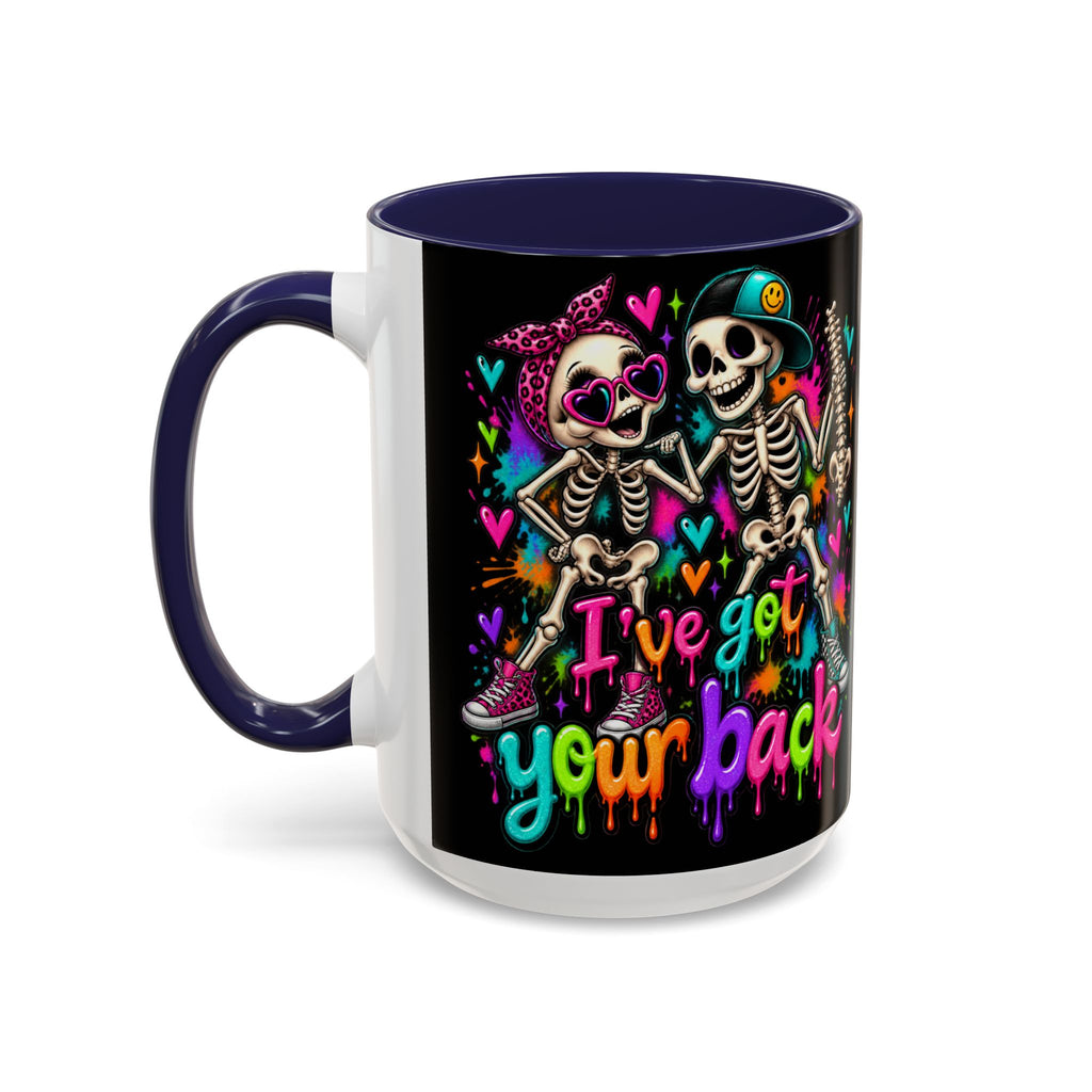 "I’ve Got Your Back" Skeleton Coffee Mug — Colorful Gothic Accent 11/15oz
