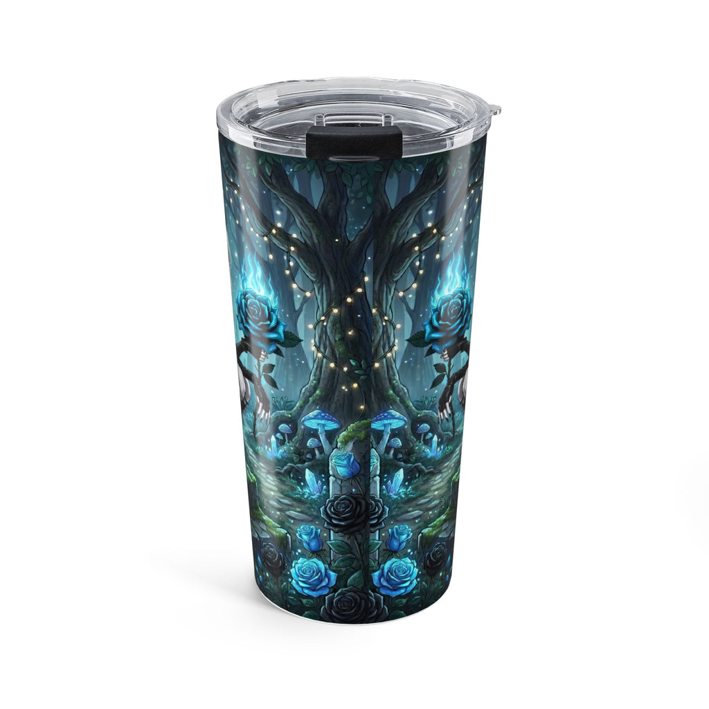20oz Blue Fantasy Woodland Tumbler — Mystic Tree, Roses & Butterflies Travel Cup