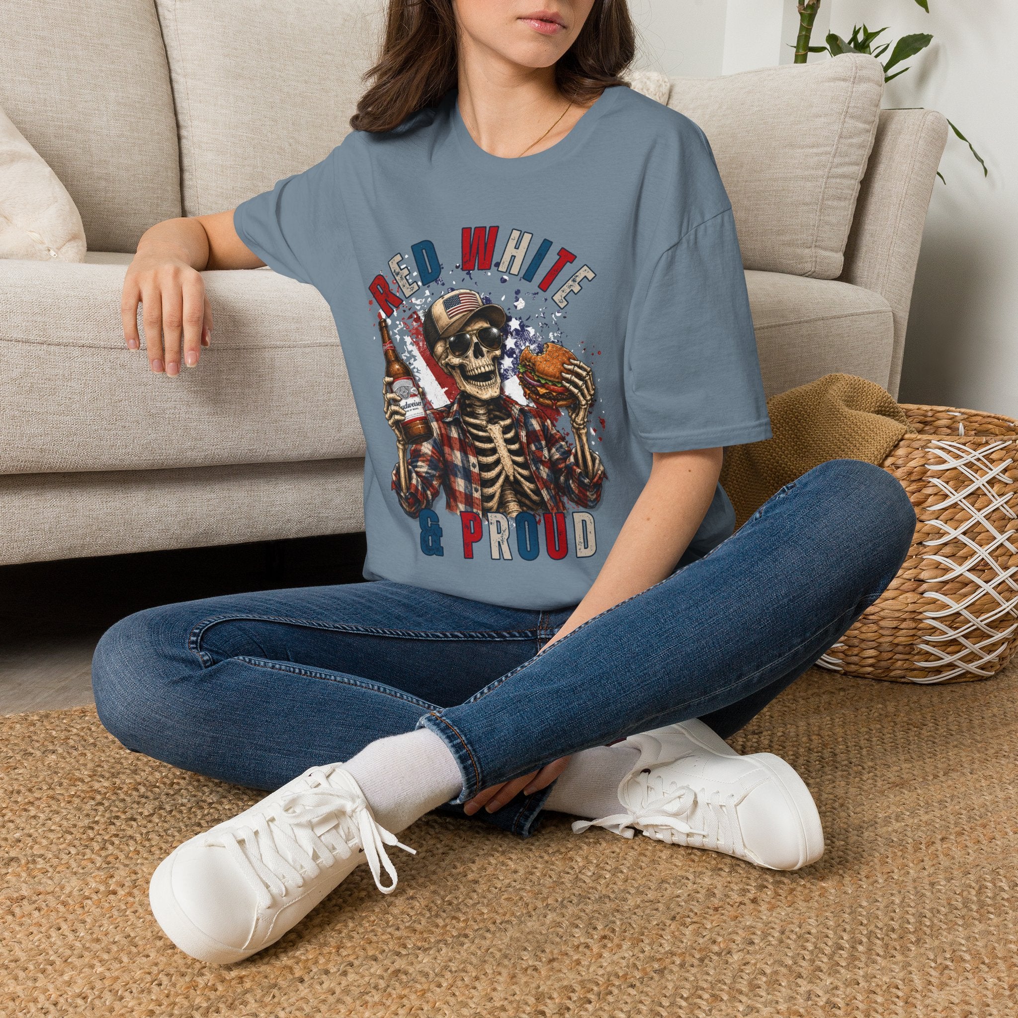 Patriotic Skull T-Shirt — "Red White & Proud" Independence Day Tee