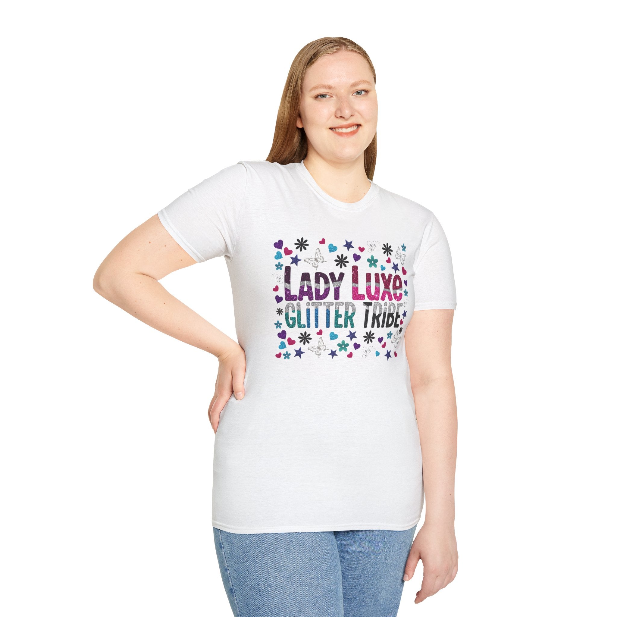 T-Shirt — "Lady Luxe Glitter Tribe" Sparkle Graphic Tee