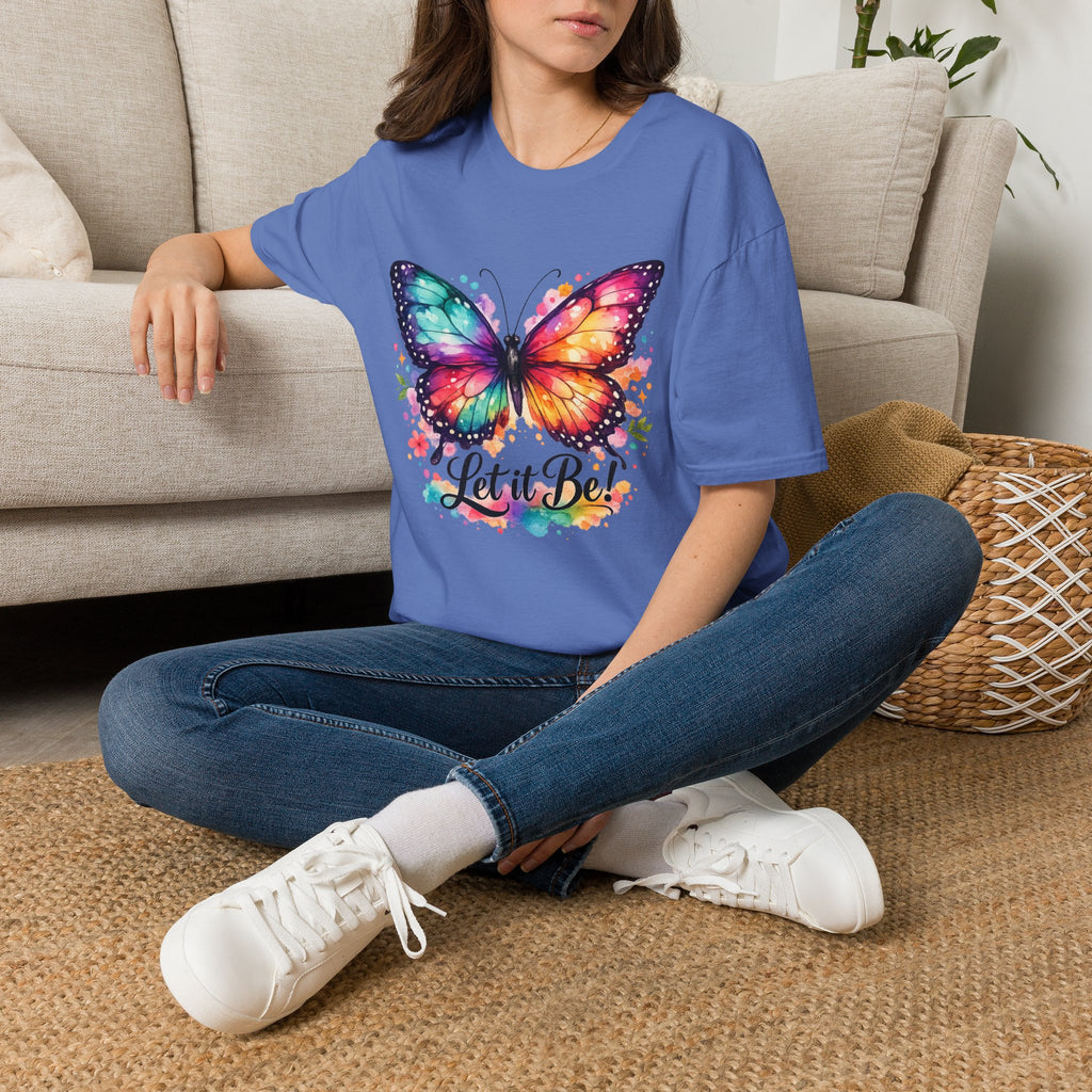 Butterfly "Let It Be" T-Shirt — Colorful Watercolor Wings Graphic Tee