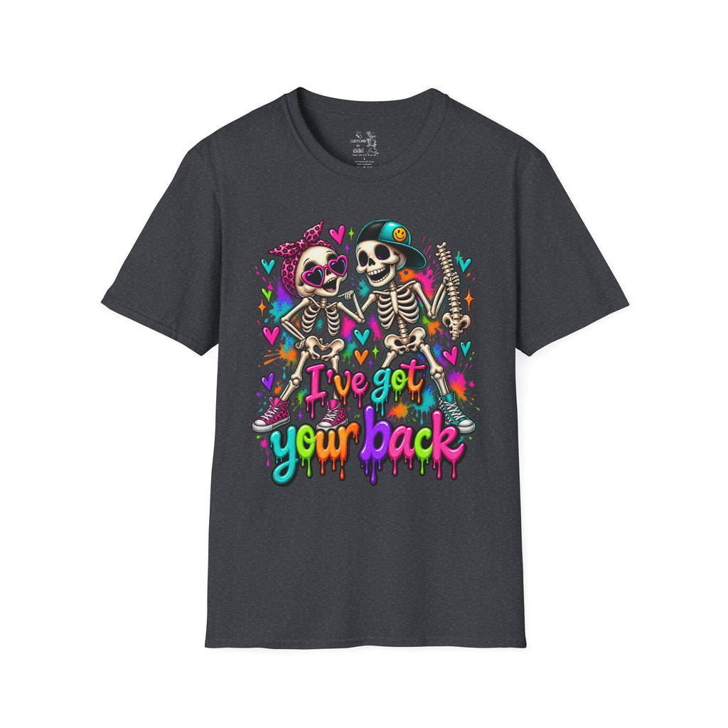 T-Shirt — Colorful Skeleton 'I've Got Your Back' Friend Graphic Tee