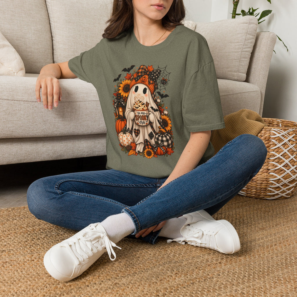 Halloween Ghost Tee – Cute Pumpkin, Sunflower & Trick-or-Treat Design