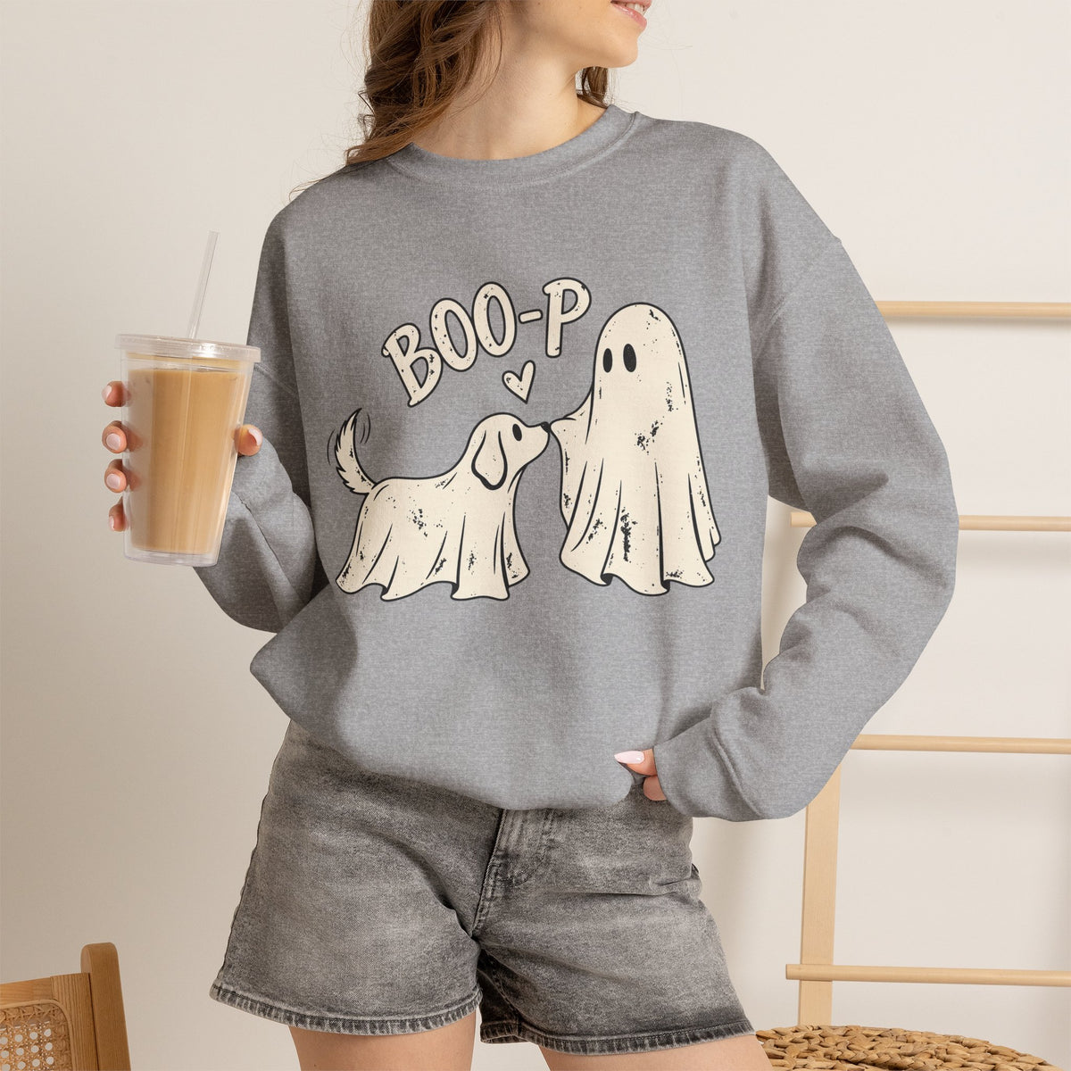 Boo-p Dog & Ghost Halloween Sweatshirt