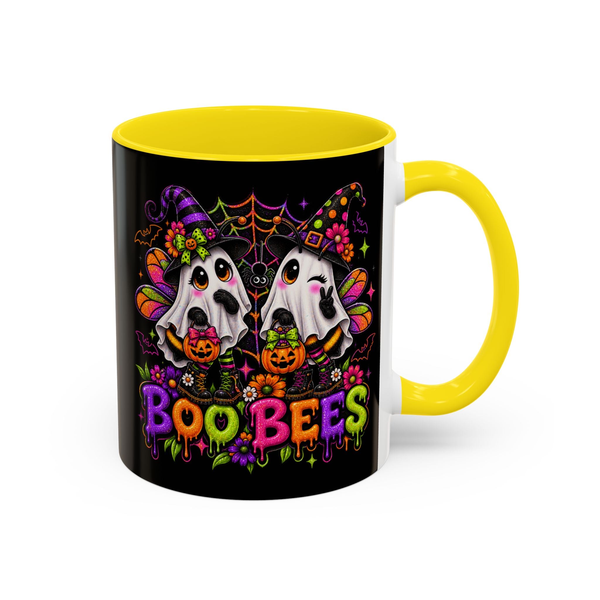 Halloween Boo Bees Coffee Mug — Cute Ghost Bees with Pumpkins