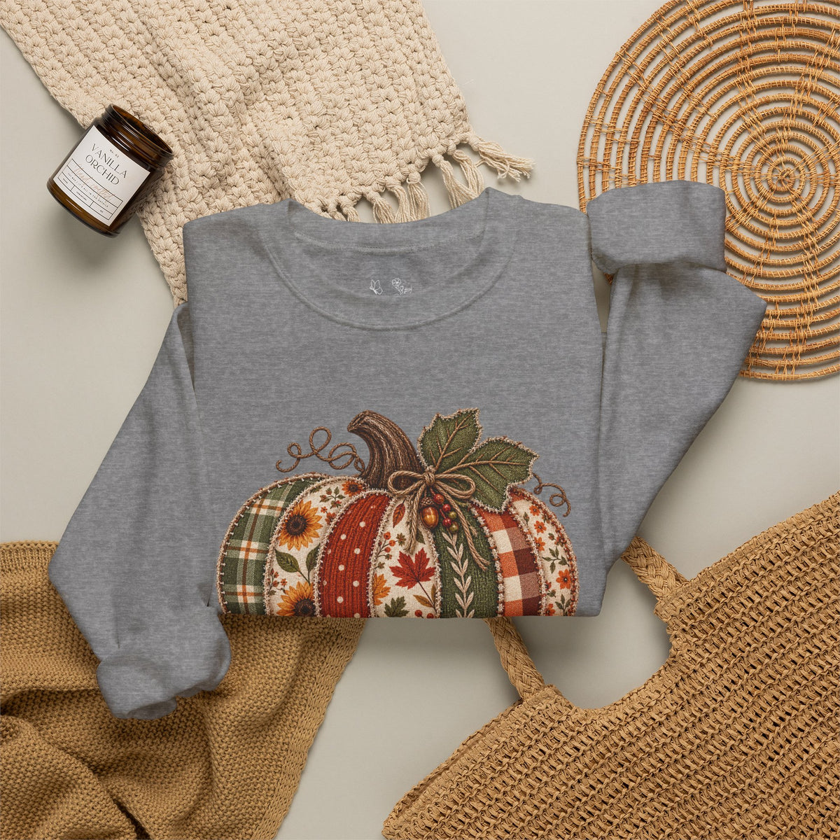 Autumn Patchwork Pumpkin Sweatshirt