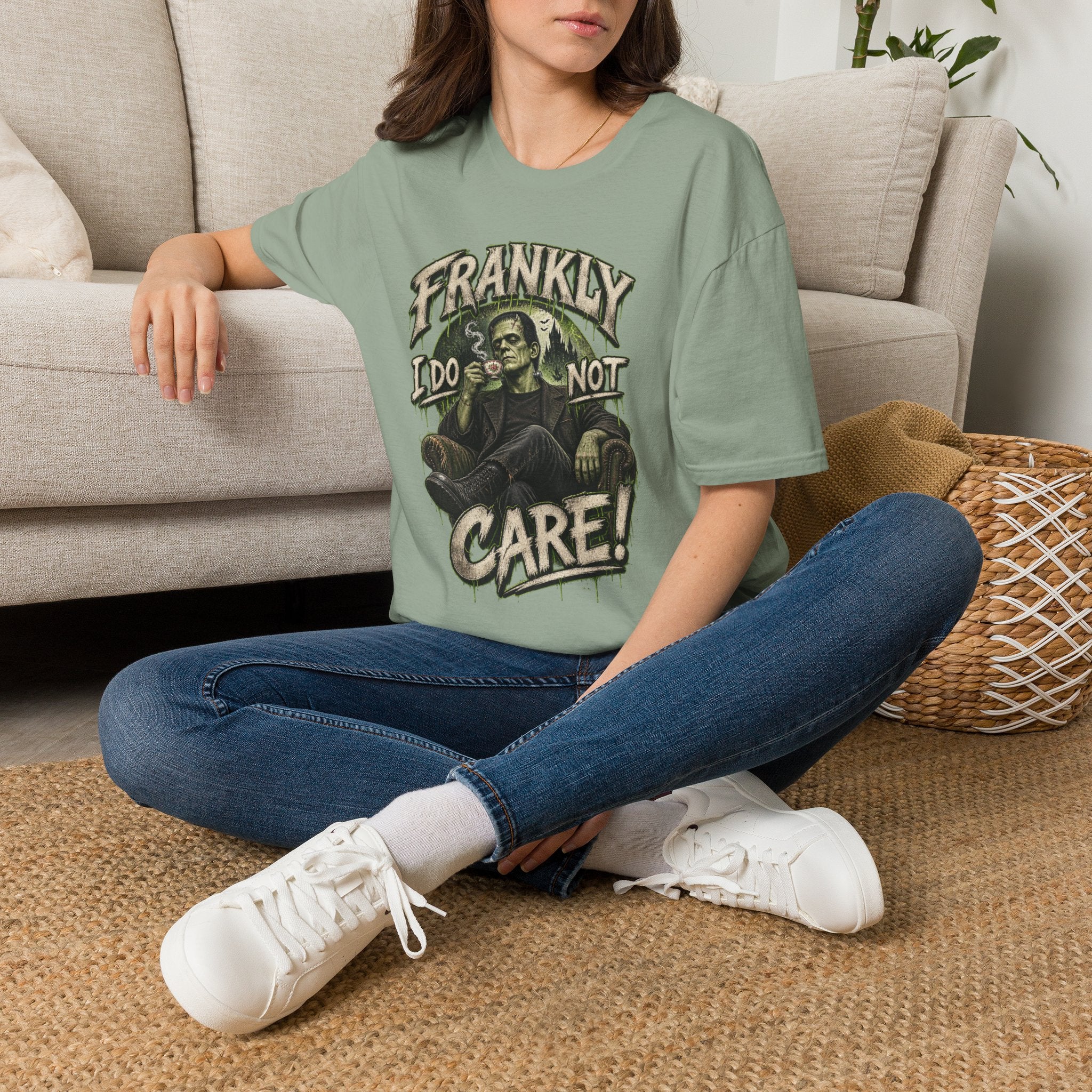 Frankly I Do Not Care T-Shirt — Retro Frankenstein Graphic Tee