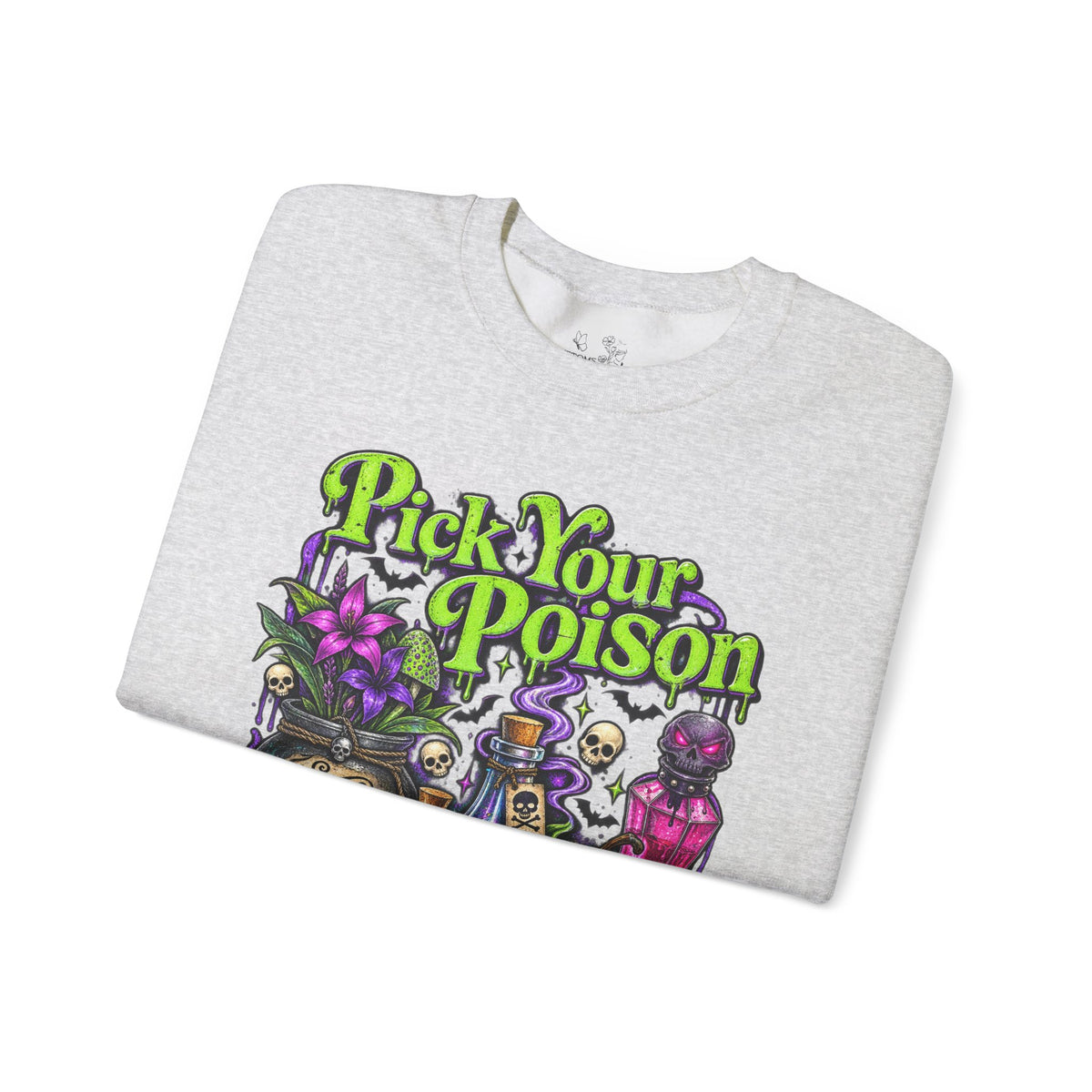 Sweatshirt — "Pick Your Poison" Halloween Potion Graphic Crewneck