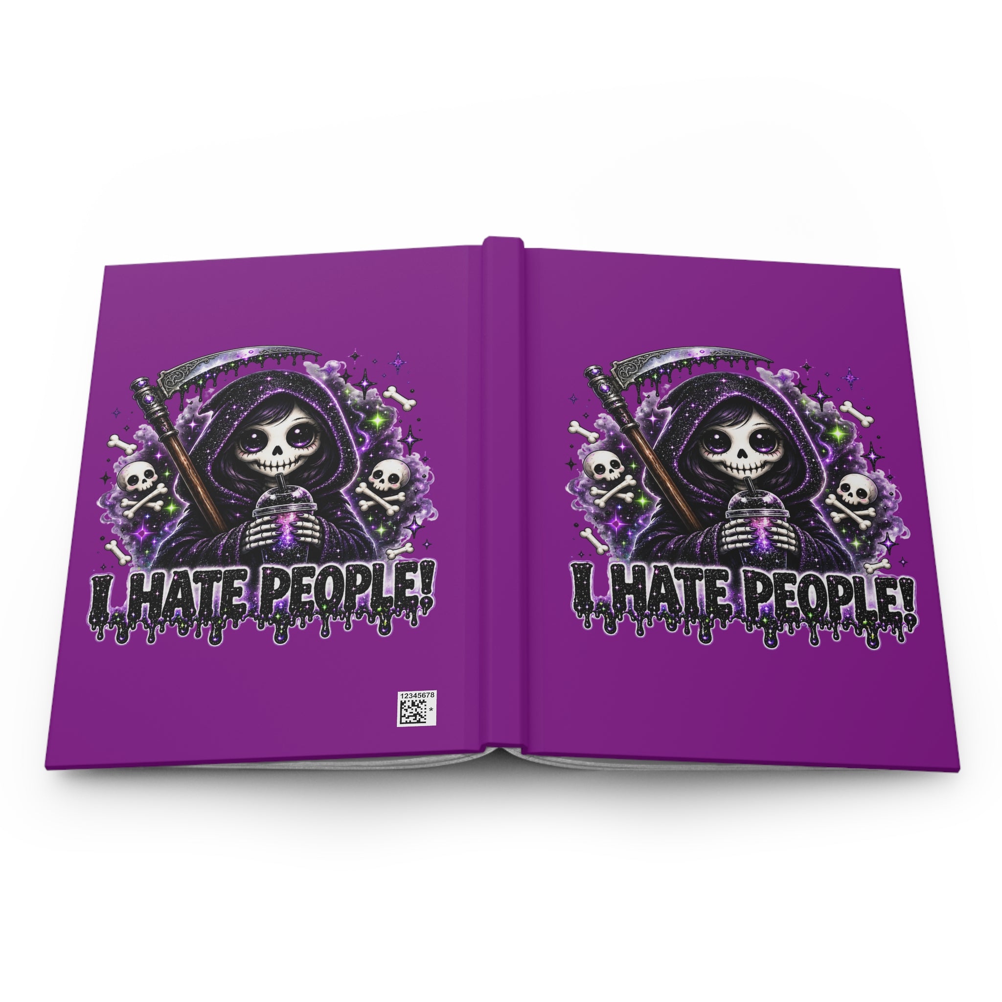Grim Reaper Journal — "I Hate People" Gothic Hardcover Notebook