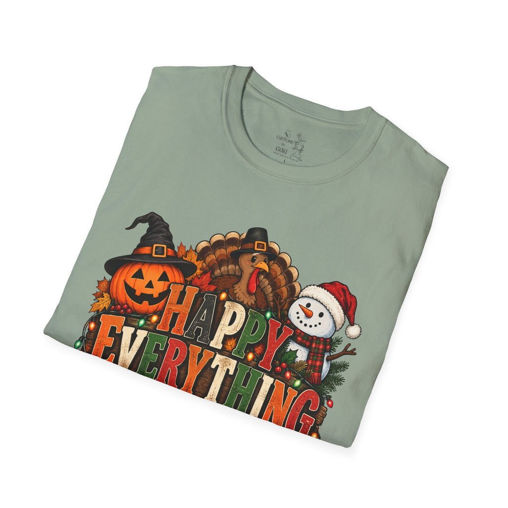 Holiday 'Happy Everything' T-Shirt — Thanksgiving, Halloween & Christmas Graphic Tee