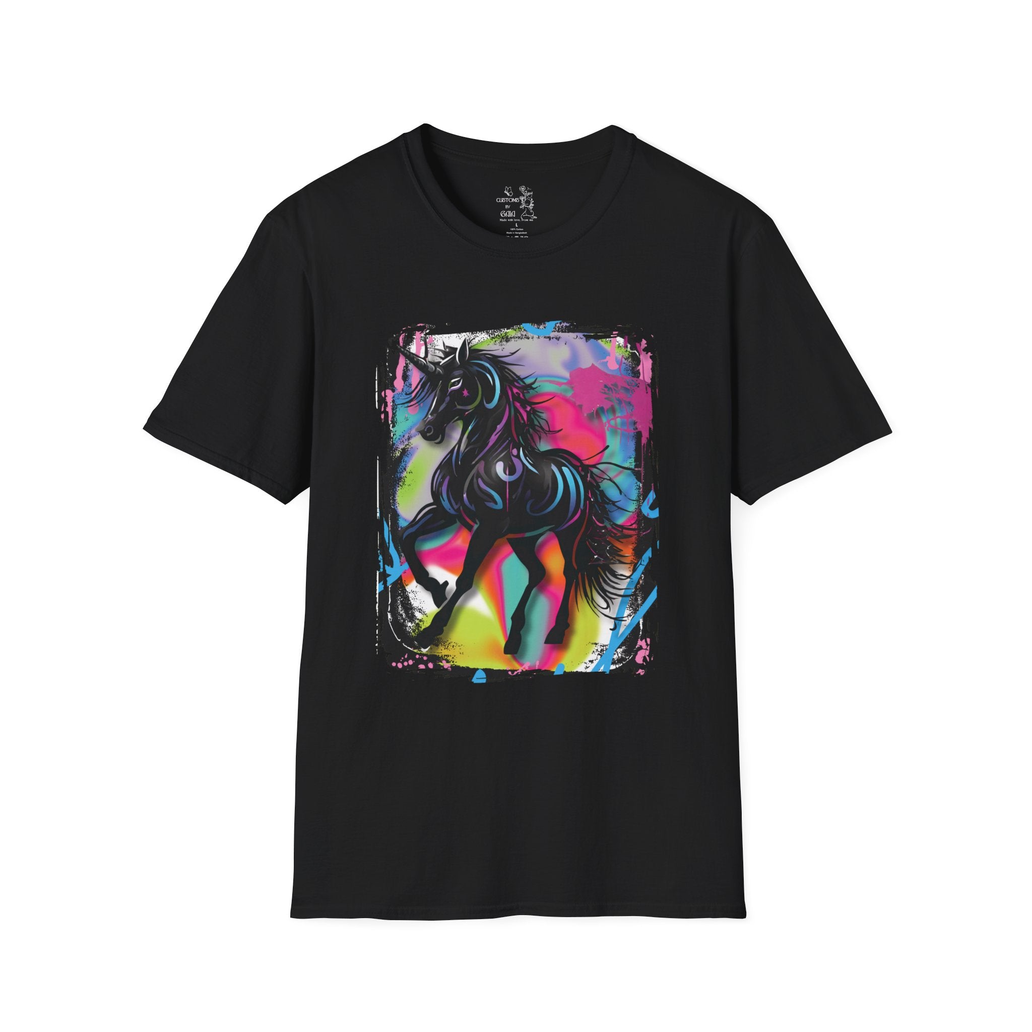 Colorful Neon Unicorn T-Shirt | Rainbow Graffiti Horse Art