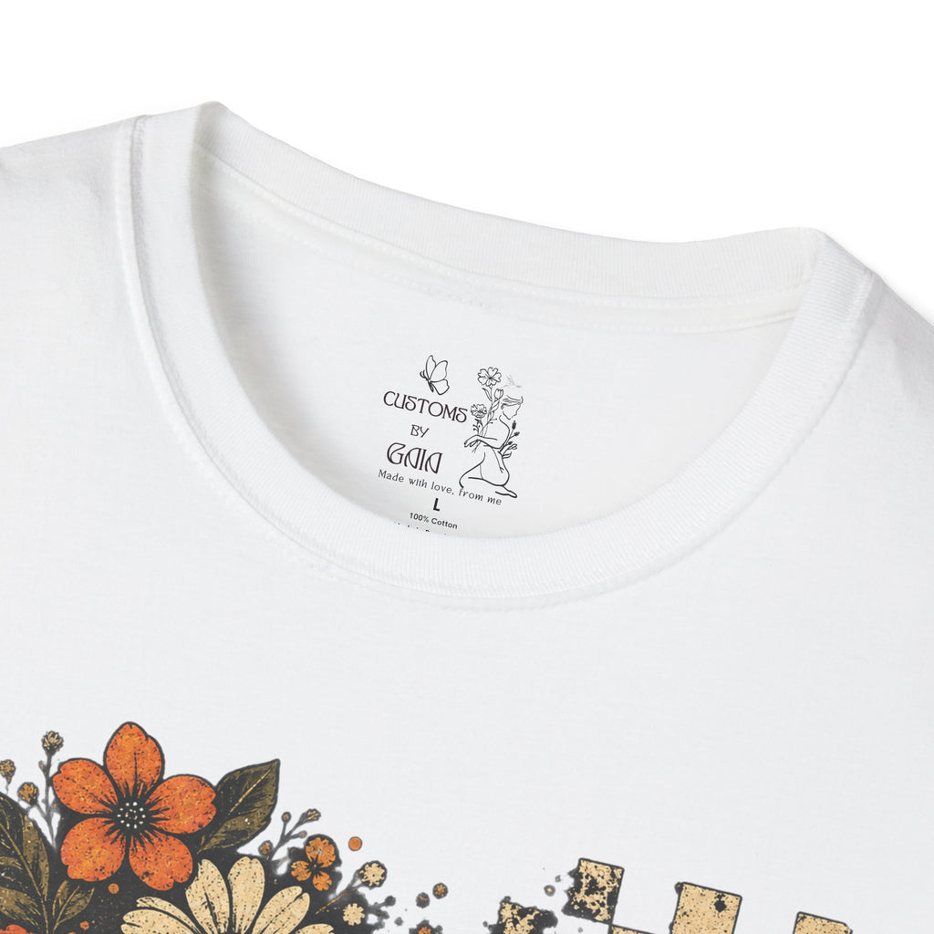 Floral Skull T-Shirt – Gothic Sunflower Checkerboard Design