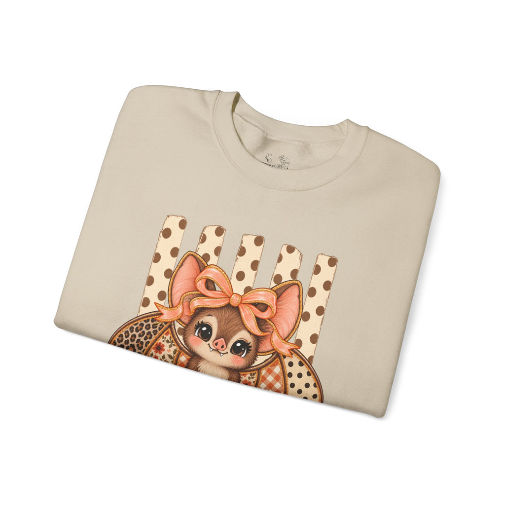 Cute Bat Crewneck Sweatshirt — Kawaii Bat with Bow Graphic