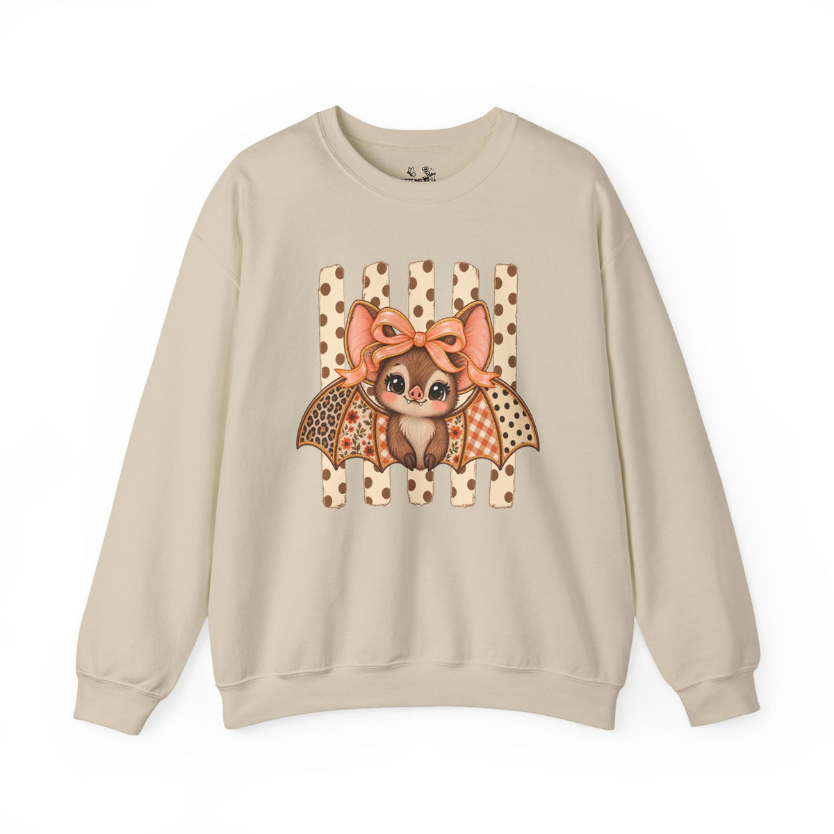 Cute Bat Crewneck Sweatshirt — Kawaii Bat with Bow Graphic