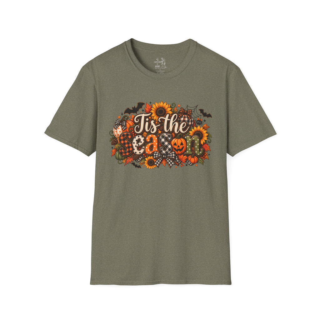 Halloween T-Shirt — "Tis the Season" Pumpkin & Sunflower Fall Graphic
