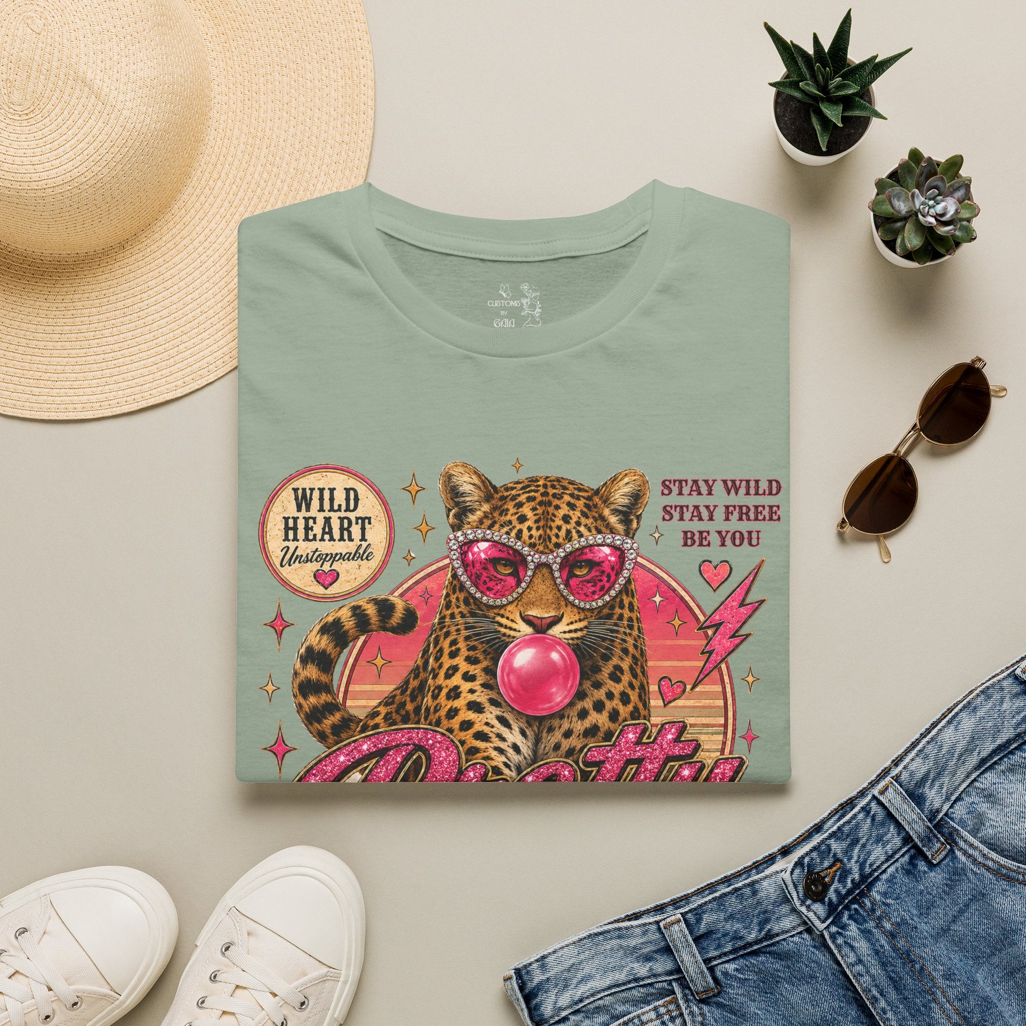 Leopard 'Pretty Savage' Graphic T-Shirt — Retro Wild Heart Design