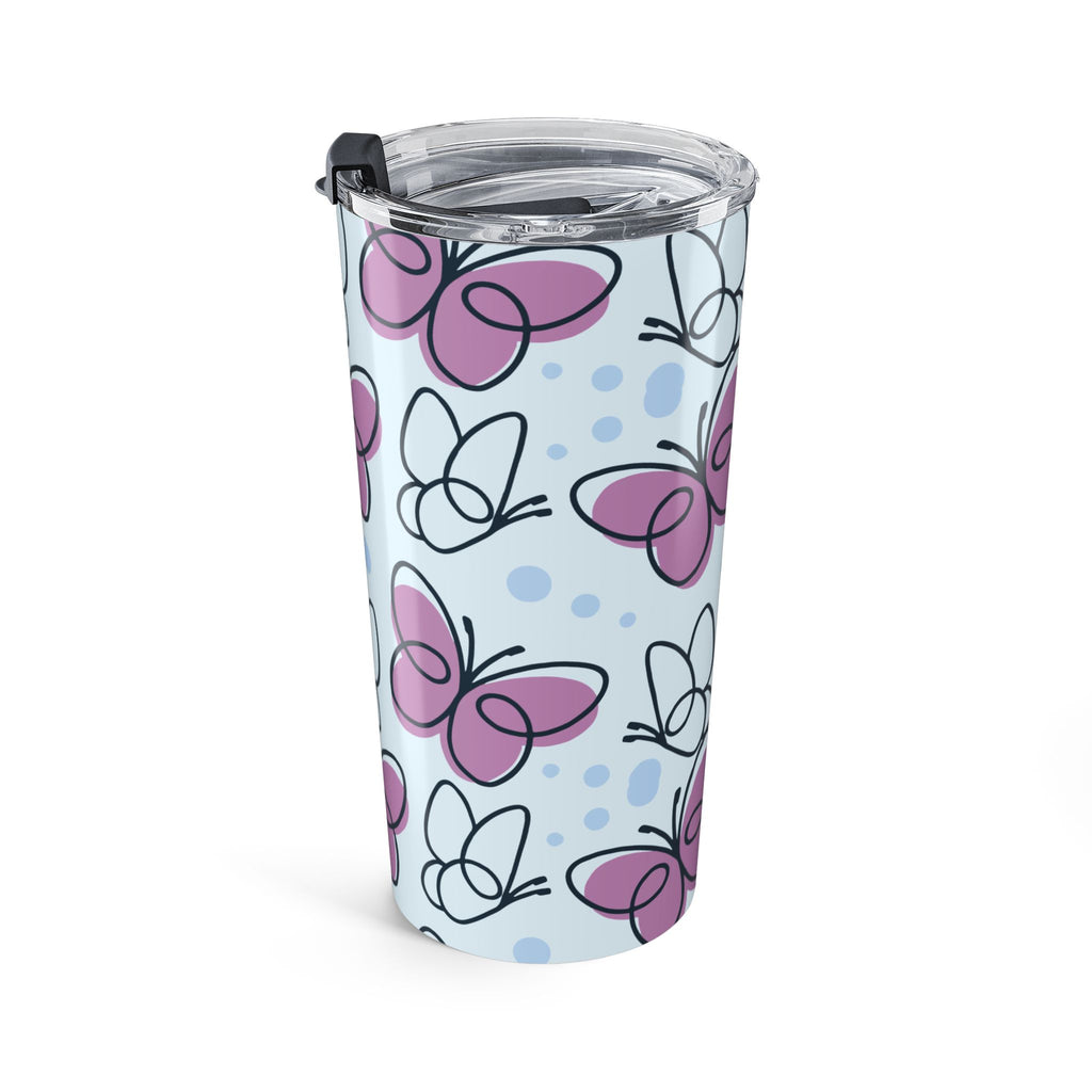 20oz Butterfly Pattern Tumbler – Pink & Blue Travel Cup
